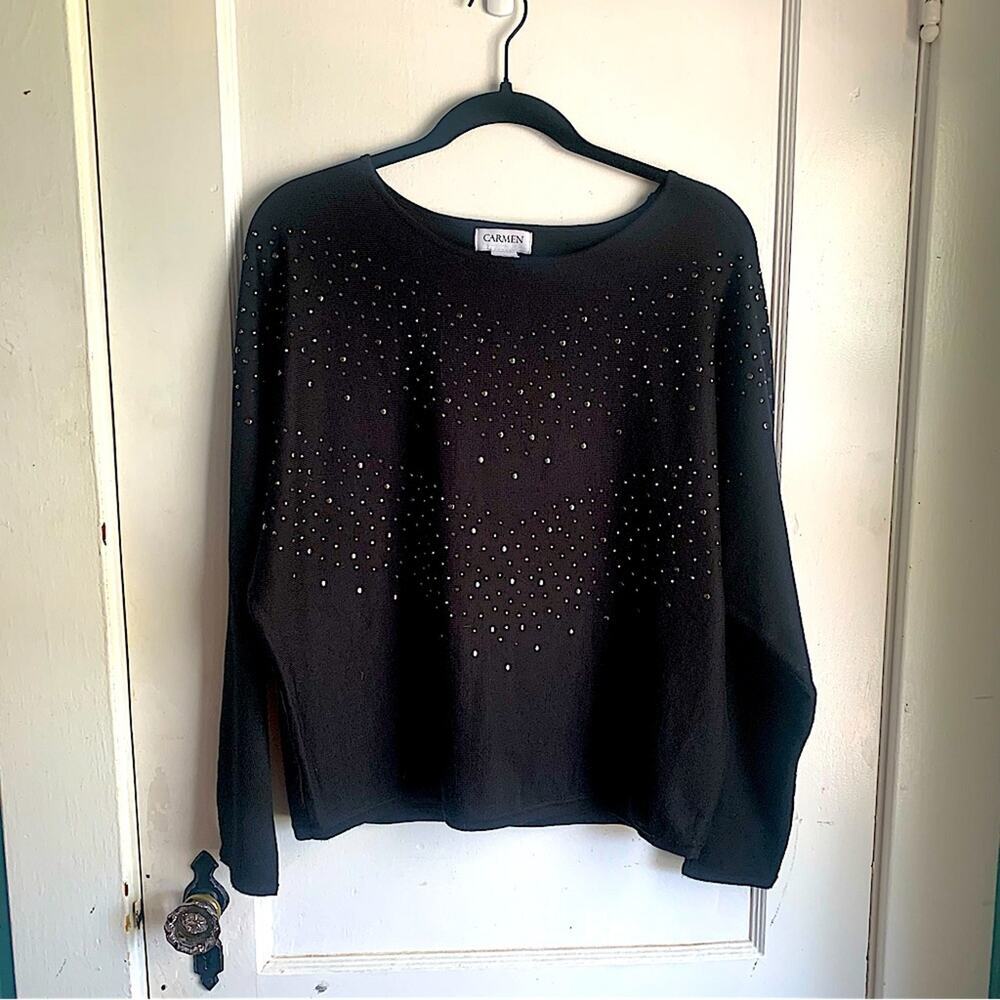 Carmen Carmen Marc Valvo Studded Bling Dolman Sleeve Sweater NWT Size Large L